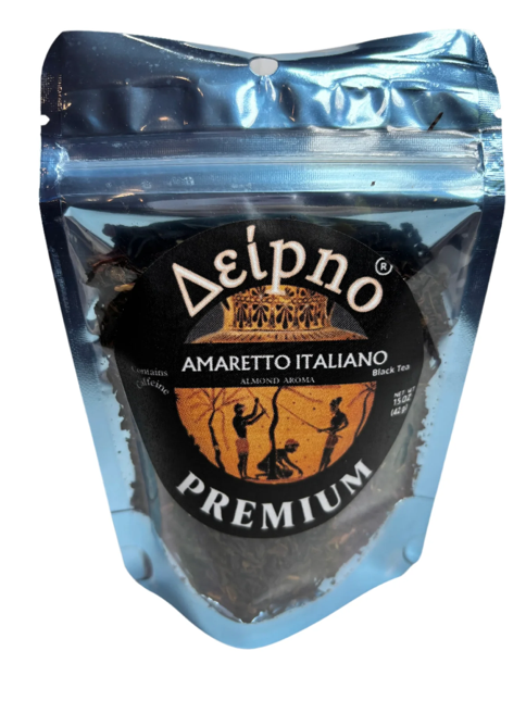 Loose-leaf Amaretto Italiano black tea with almond flavor.